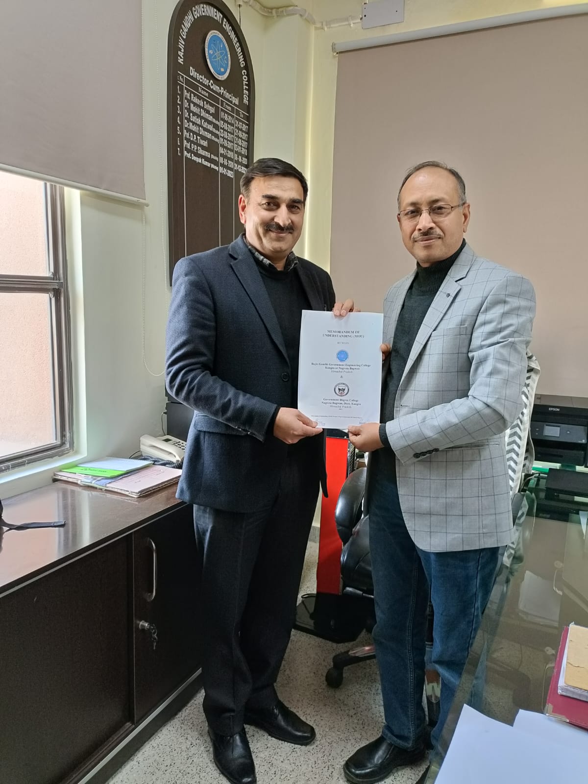 MOU(Memorandum of Understanding) with Rajeev Gandhi Govt. Engineering College Nagrota Bagwan